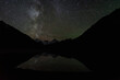 stars mountains glacier lake milky way reflection sky night