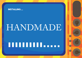 Poster - Cartoon Computer With the word Handmade. Message of a screen displaying an installation window.