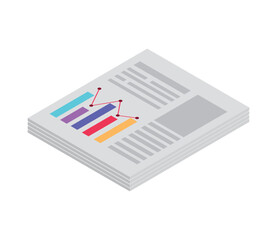 Canvas Print - isometric paperwork with statistics