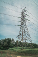 Electricity transmission tower located in the rural