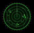 Ship radar or sonar screen, military target and aim scan circle, vector digital HUD technology. Ship sonar or signal radar scanner with location map monitor, submarine detection radar display