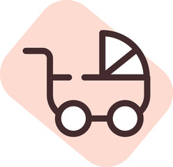 Sticker - Baby stroller, illustration, vector on a white background.