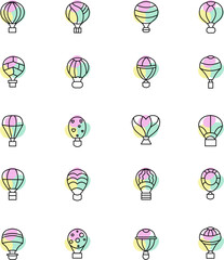 Sticker - Various hot air balloons, illustration, vector on a white background.