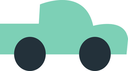 Canvas Print - Mint green car toy, illustration, vector on a white background.