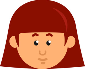 Sticker - Girl with short red hair and bangs, illustration, vector on a white background.