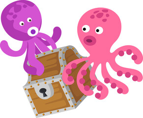 Wall Mural - cartoon squid character