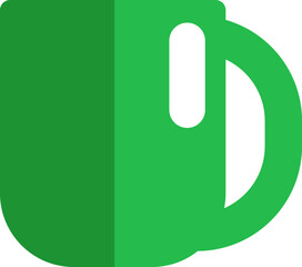 Sticker - Green coffee mug, illustration, vector on a white background.