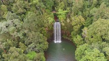 Aerial Shot Of A Swimmer At Milla Milla Falls In North Queensland, Australia