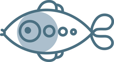 Poster - Blue fish with circles, illustration, vector on a white background.