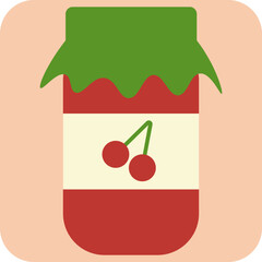 Sticker - Cherry jam, illustration, vector on a white background.