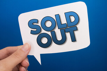 Poster - Speech bubble in front of colored background with Sold Out text.