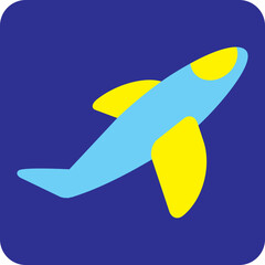 Sticker - Blue airplane, illustration, vector on a white background.