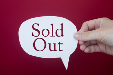 Poster - Speech bubble in front of colored background with Sold Out text.