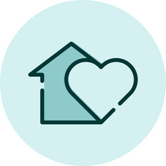 Sticker - Donation and charity house, illustration, vector on a white background.