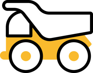 Sticker - Hard equipments dumper truck, illustration, vector on a white background.