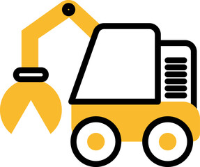 Sticker - Hard equipments picker truck, illustration, vector on a white background.