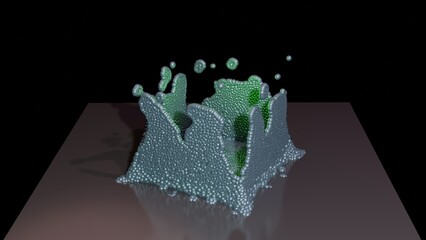 Programmable matter forming a cube. Claytronics , catoms. Cluster of spheres transforming into box.Nanobots form cubic shape. Particles transforming into a square box. 3d render illustration view 2