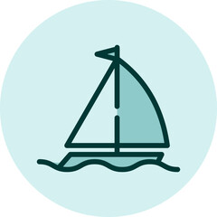 Wall Mural - Sailing boat, illustration, vector on a white background.