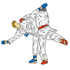  Karate fighter illustration doing technique