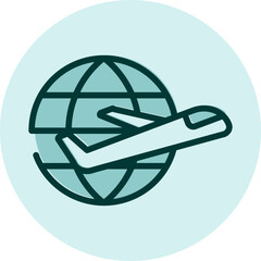 Sticker - Business plane trip, illustration, vector on a white background.