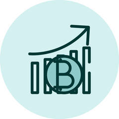 Poster - Cryptocurrency bitcoin increase, illustration, vector on a white background.