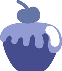 Poster - Blue cherry cupcake, illustration, vector on a white background.