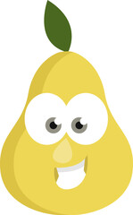 Wall Mural - Yellow pear with eyes, illustration, vector on a white background.