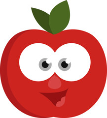Wall Mural - Red apple with eyes, illustration, vector on a white background.