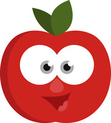 Poster - Red apple with eyes, illustration, vector on a white background.