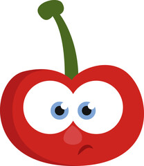 Wall Mural - Cherry with eyes, illustration, vector on a white background.
