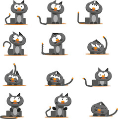 Poster - Grey Cat, illustration, vector on a white background.