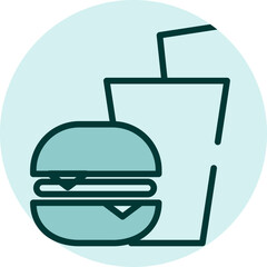 Sticker - Fast food shop, illustration, vector on a white background.