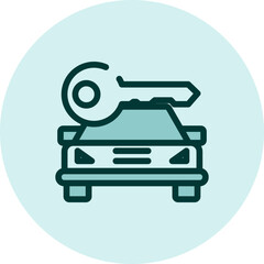 Sticker - Car rent, illustration, vector on a white background.