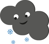 Fototapeta  - Snowing cloud, illustration, vector on a white background.