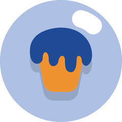 Poster - Blue cupcake, illustration, vector on a white background.