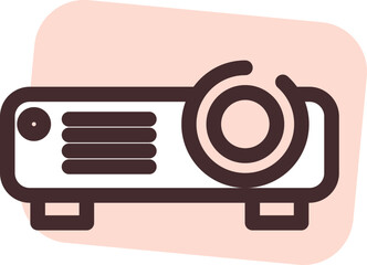 Sticker - Cinema video projector, illustration, vector on a white background.