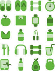 Poster - Healthy lifestyle icon set, illustration, vector on a white background.