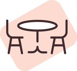 Sticker - Restaurant table, illustration, vector on a white background.