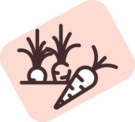 Sticker - Restaurant carrot, illustration, vector on a white background.