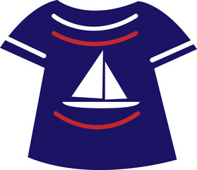 Sticker - Summer shirt with boat, illustration, vector on a white background.