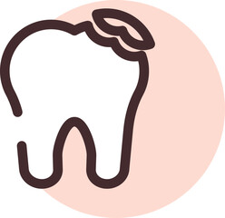 Canvas Print - Broken tooth, illustration, vector on a white background.