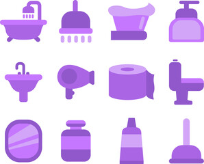 Poster - Bathroom appliances, illustration, vector on white background.