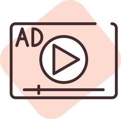 Sticker - Marketing video, illustration, vector on white background.