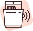 Smart home dish washer, illustration, vector on white background.