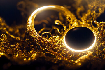 a dark ring forged in melting gold, generative ai