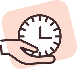 Sticker - Holding time, illustration, vector on white background.