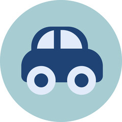 Sticker - Blue car with white tires, illustration, vector on white background.