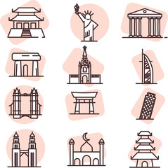 Sticker - Traveling icon set, illustration, vector on white background.