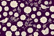 Dark Enchanted Vintage Flowers and Birds seamless pattern . Magic forest background.. High quality illustration
