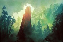 Muir Woods National Monument. High Quality Illustration